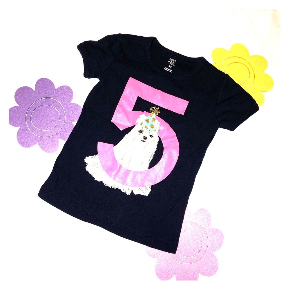 Girls 5th Birthday Shirt Navy Blue Cute for photos
